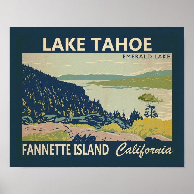 Lake Tahoe Fannette Island Kalifornien Vintag Poster (Vorne)