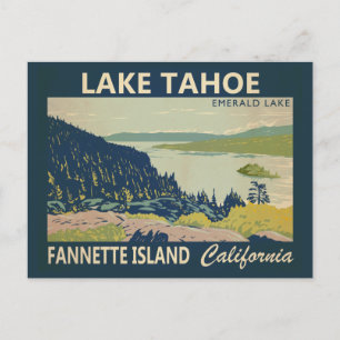 Lake Tahoe Fannette Island Kalifornien Vintage Postkarte