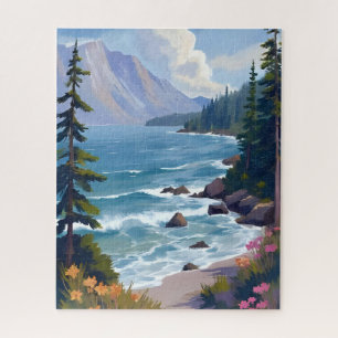 Lake Tahoe Gezeiten Aquarell Reise Malerei Puzzle