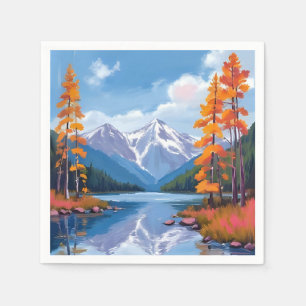 Lake Tahoe Herbst   Herbstlaub Bergmalerei Serviette