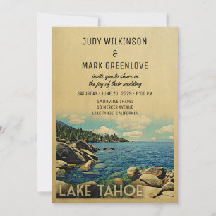 Lake Tahoe Hochzeitseinladung Vintage Mitte des Ja Einladung