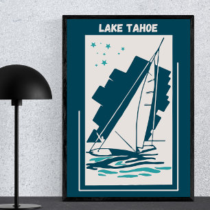 Lake Tahoe in Nevada, Kalifornien - Segeln im Vint Poster