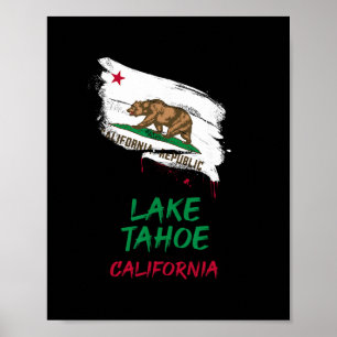 Lake Tahoe Kalifornien Farbklecksflagge Urlaub Poster