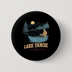 Lake Tahoe Kalifornien Lustiger Sommer Angeln Camp Button