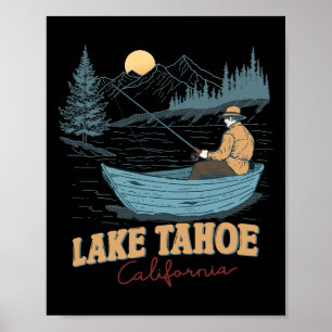 Lake Tahoe Kalifornien Lustiger Sommer Angeln Camp Poster