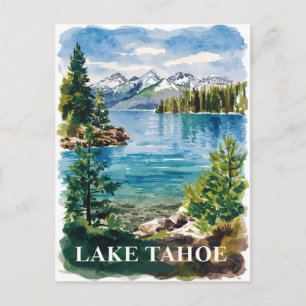 Lake Tahoe Kalifornien Nevada Aquarellmalerei Postkarte