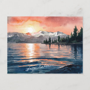 Lake Tahoe Kalifornien Nevada Aquarellmalerei Postkarte