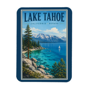Lake Tahoe Kalifornien Nevada Illustration Reise Magnet