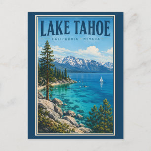 Lake Tahoe Kalifornien Nevada Illustration Reise Postkarte