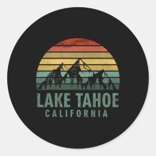 Lake Tahoe Kalifornien Vintage Berge Wandern Cam Runder Aufkleber