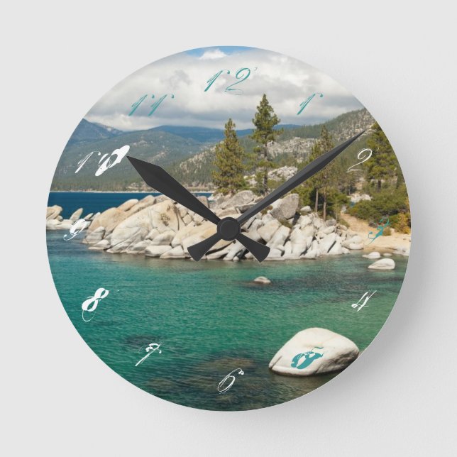 Lake Tahoe Landschaft Runde Wanduhr (Vorderseite)