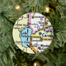 Lake Tahoe Map Keramik Ornament