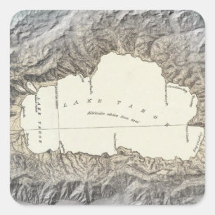 Lake Tahoe Map Quadratischer Aufkleber