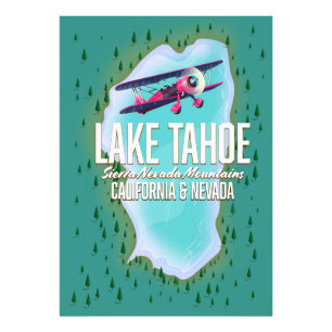 Lake Tahoe Map Reiseplakat Fotodruck