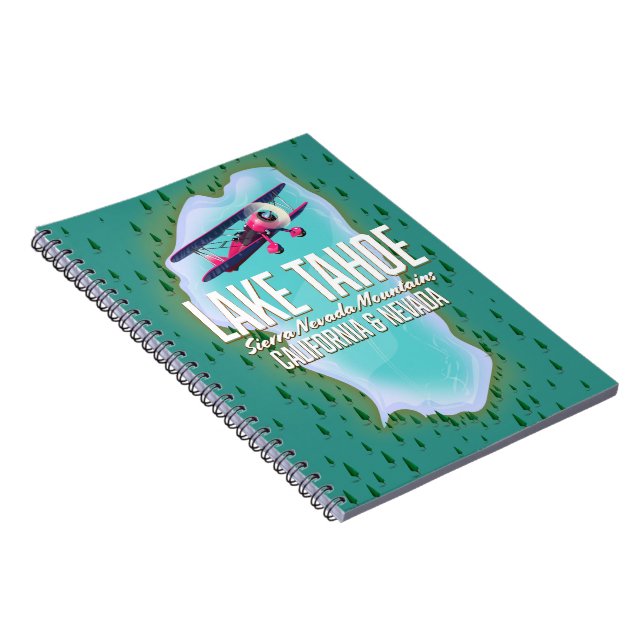 Lake Tahoe Map Reiseplakat Notizblock (Rechte Seite)
