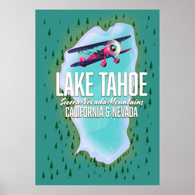 Lake Tahoe Map Reiseplakat Poster (Vorne)