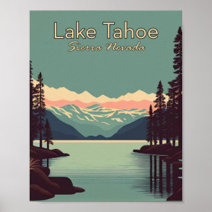 Lake Tahoe Minimalistisch Vintage Reisen Poster