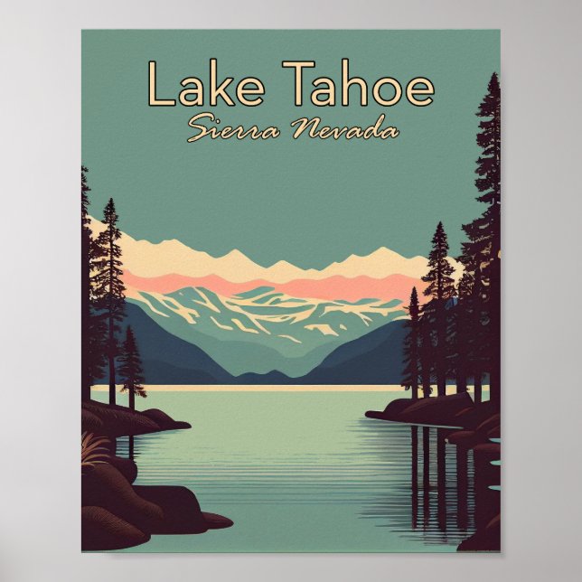 Lake Tahoe Minimalistisch Vintage Reisen Poster (Vorne)