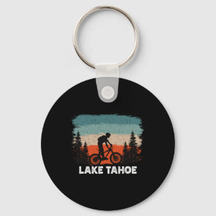Lake Tahoe Mountainbiken Sonnenuntergang Retro Vin Schlüsselanhänger