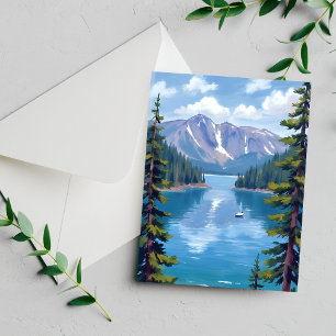 Lake Tahoe Mountains Malerei Postkarte