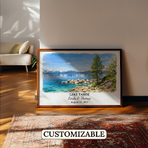 Lake Tahoe Nevada Poster, Aquarell, Maßgeschneider Poster
