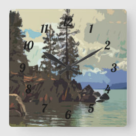 Lake Tahoe Sand Harbour Clock Quadratische Wanduhr