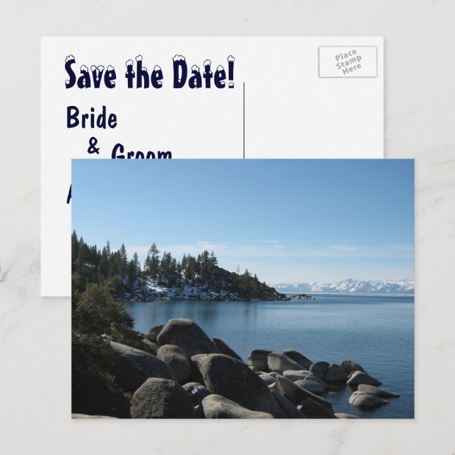 Lake Tahoe Save the Date! Ankündigungspostkarte (Vorne/Hinten)