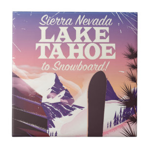 Lake Tahoe Sierra Nevada USA Snowboarden Poster Fliese