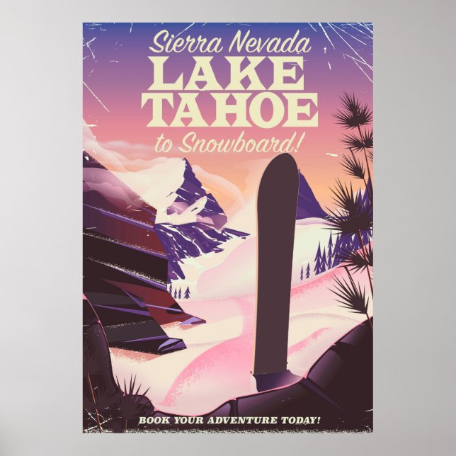Lake Tahoe Sierra Nevada USA Snowboarder Poster (Vorne)