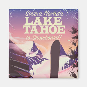 Lake Tahoe Sierra Nevada USA Snowboarder Poster Magnet