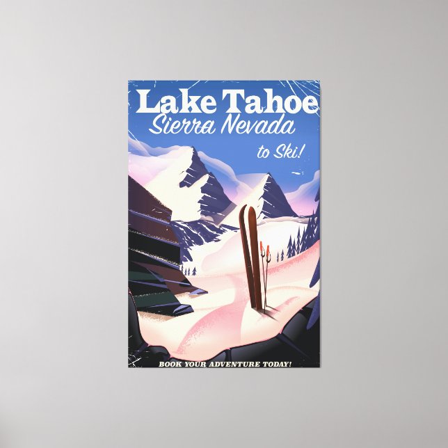 Lake Tahoe sierra nevada Vintages Skiposter Leinwanddruck (Vorderseite)