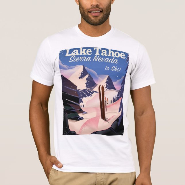 Lake Tahoe sierra nevada Vintages Skiposter T-Shirt (Vorderseite)