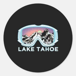 Lake Tahoe Ski Design Lake Tahoe Skifahren Schnees Runder Aufkleber