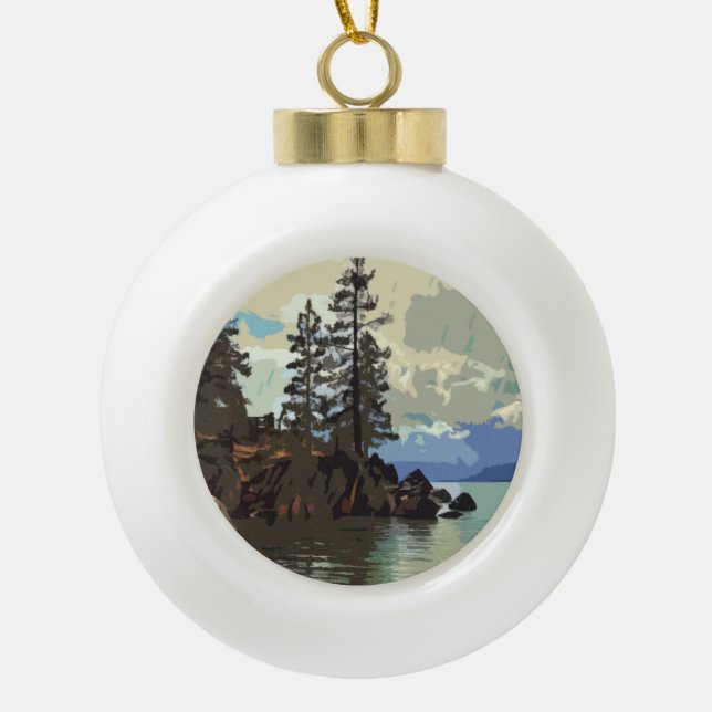 Lake Tahoe Snowflake Gerahmtes Ornament (Vorderseite)