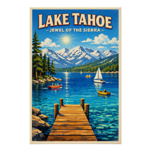 Lake Tahoe, USA, in klassischer Retro-Reiseoptik Poster