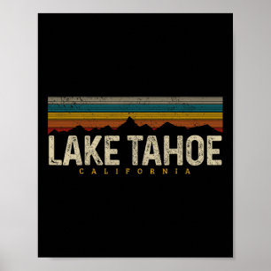 Lake Tahoe Vintage Berge Wandern Camping Retro Poster