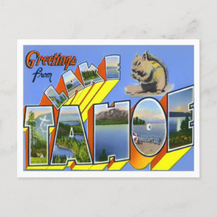 Lake Tahoe Vintage Große Buchstaben Postkarte