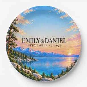 Lake Tahoe Vintage Poster Hochzeitspapier Pappteller