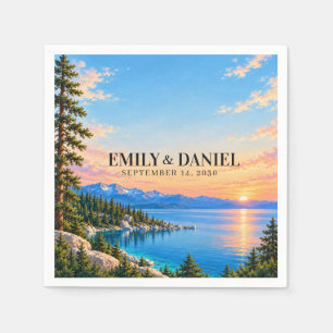 Lake Tahoe Vintage Poster Hochzeitspapier Serviette