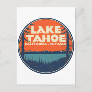 Lake Tahoe Vintage-Reiseaufkleber-Design Postkarte