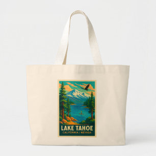 Lake Tahoe Vintage-Reiseplakat (Grün) Jumbo Stoffbeutel