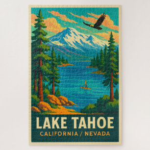 Lake Tahoe Vintage Reiseplakat (Grün) Puzzle