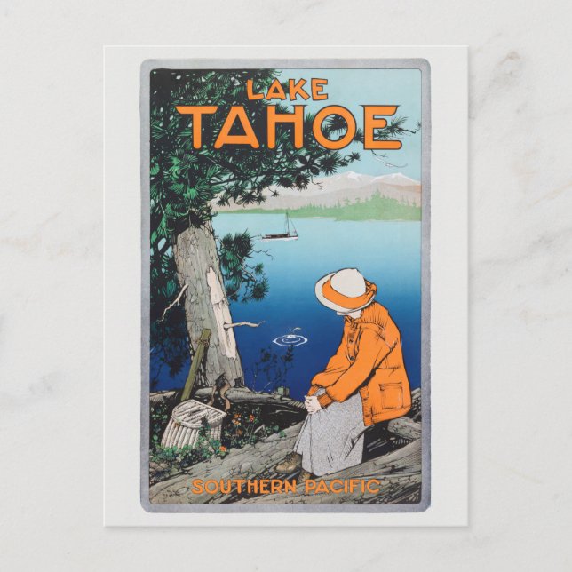 Lake Tahoe Vintage Travel Poster 1923 Postkarte (Vorderseite)