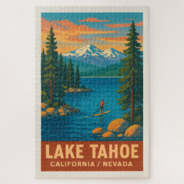 Lake Tahoe Vintage Travel (Red) Poster Puzzle