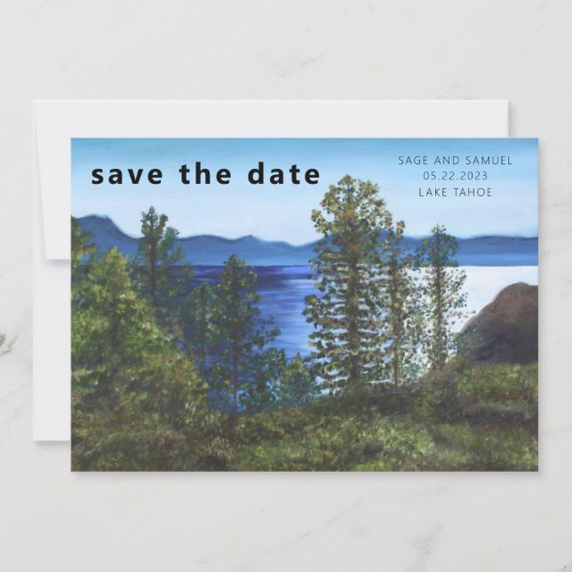 Lake Tahoe Wedding Save the Date Einladung (Vorderseite)