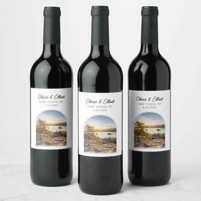 Lake Tahoe Wedding Wine Label Weinetikett (Flaschen)