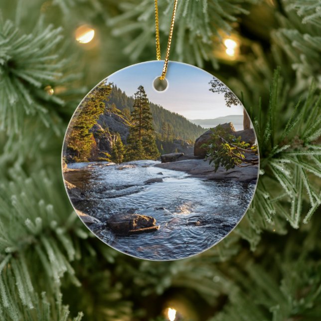 Lake Tahoe Weihnachtsbaum Keramik Ornament (Baum)