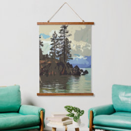 Lake Tahoe Wood Topped Wall Tapestry Wandteppich Mit Holzrahmen