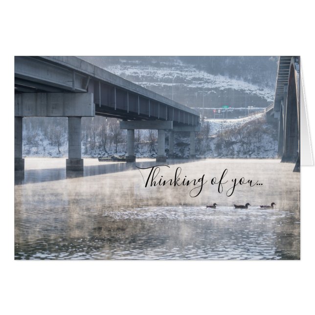Lake Taneycomo Foggy Winter Fishing Card (Vorderseite (Horizontal))
