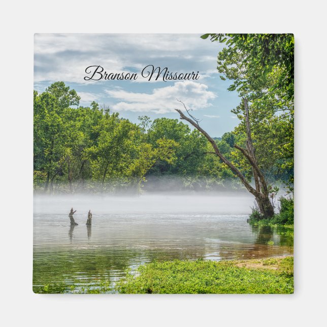 Lake Taneycomo Summer Fog Square Magnet (Vorne)